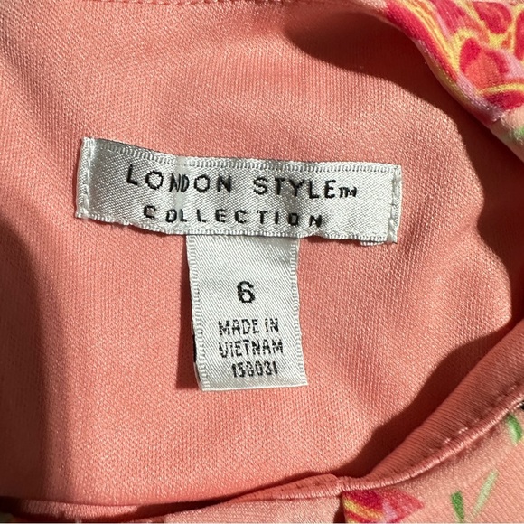 London Style Pink Floral Maxi Dress Sleeveless Size 6 Stretchy Pre-Owned - Picture 3 of 7